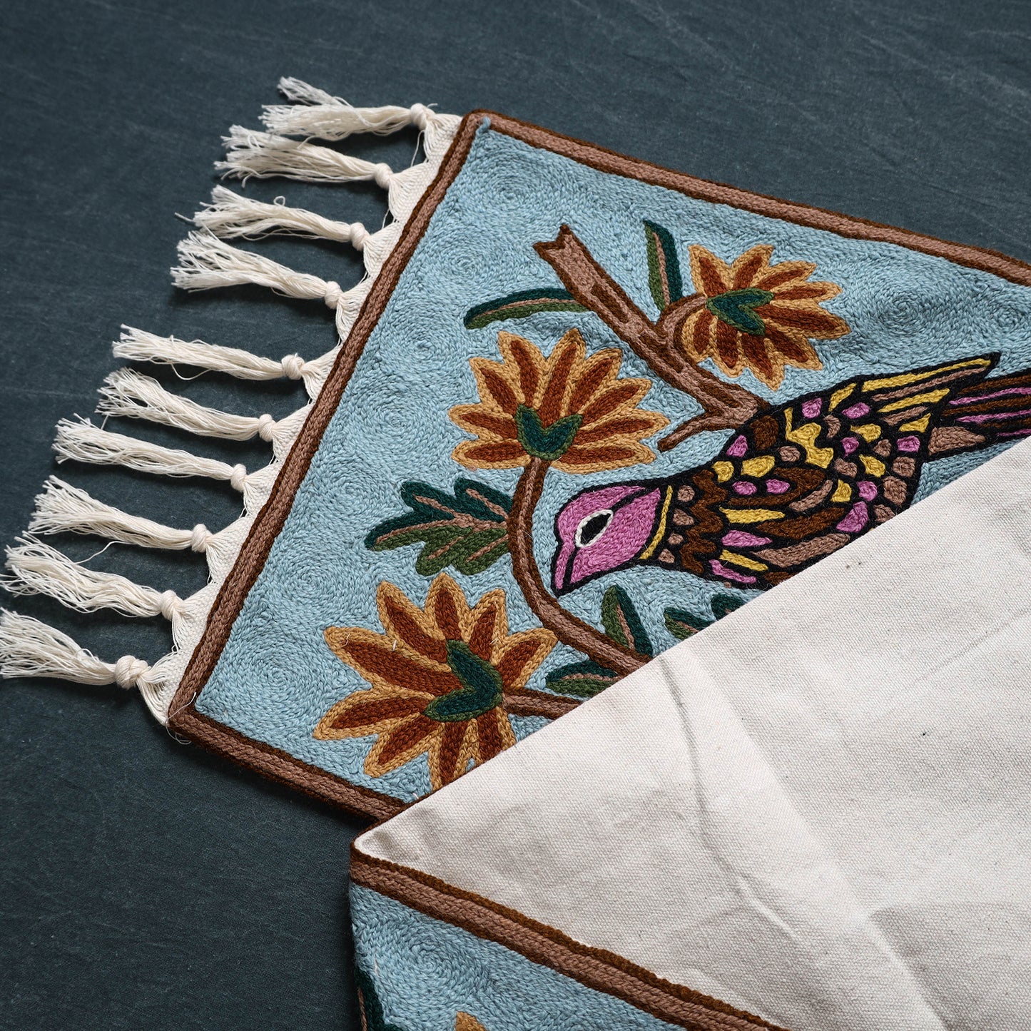 Original Kashmiri Chain Stitch Crewel Hand Embroidery Dining Table Runner (4 x 1 Feet) 38