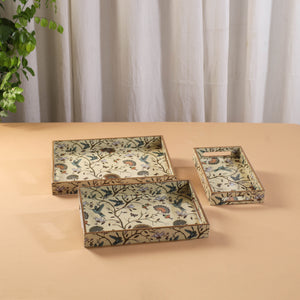Handcrafted Enamel Coated Rectangle Wooden Serving Trays (Set of 3) 13