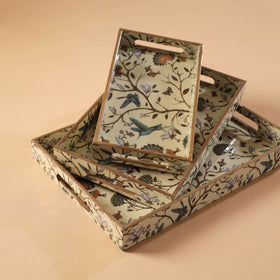 Handcrafted Enamel Coated Rectangle Wooden Serving Trays (Set of 3) 13