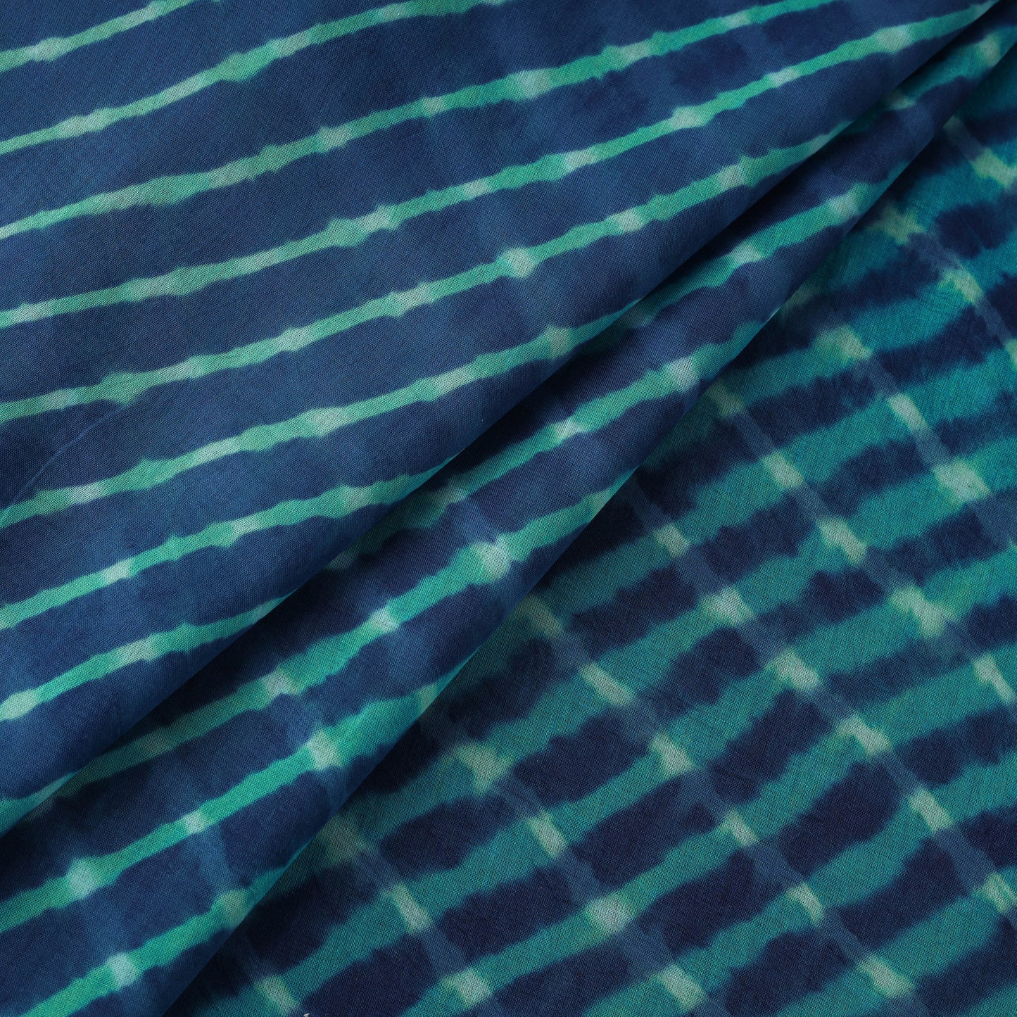 Blue - Leheriya Tie-Dye Mothra Cotton Fabric 06