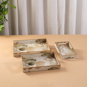 Handcrafted Enamel Coated Rectangle Wooden Serving Trays (Set of 3) 15