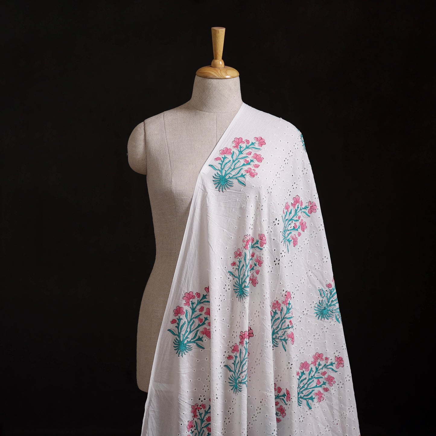 Sanganeri Hand Block Print Pure Cotton Floral Hakoba Fabric 15
