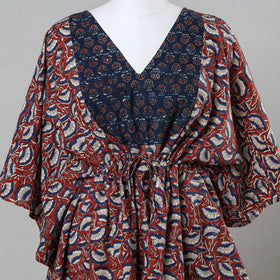Buy Red Bagru Block Printed Cotton Kaftan with Tie-Up Waist