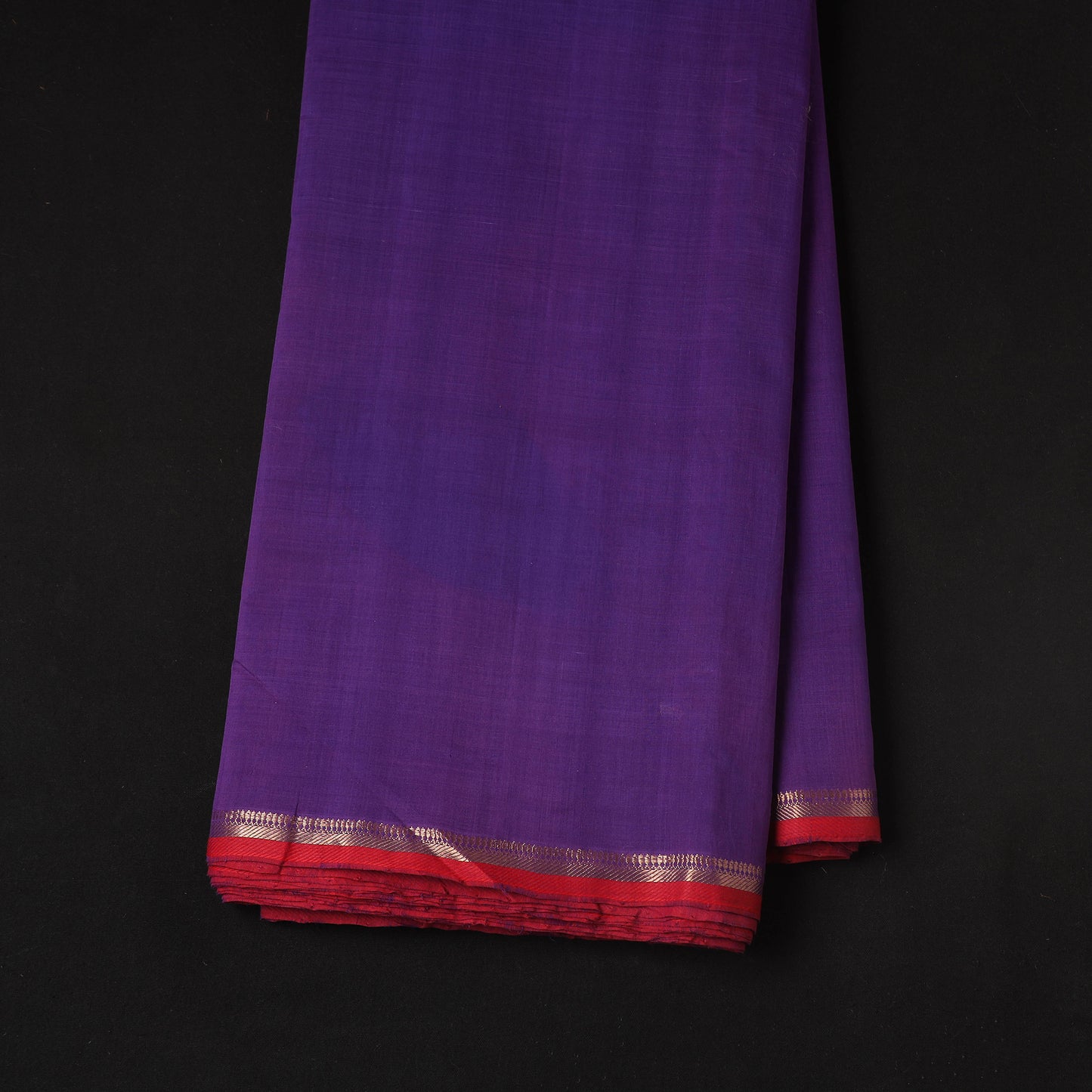 Purple - Handloom Mangalagiri Cotton Fabric with Zari Border 05