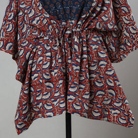 Buy Red Bagru Block Printed Cotton Kaftan with Tie-Up Waist