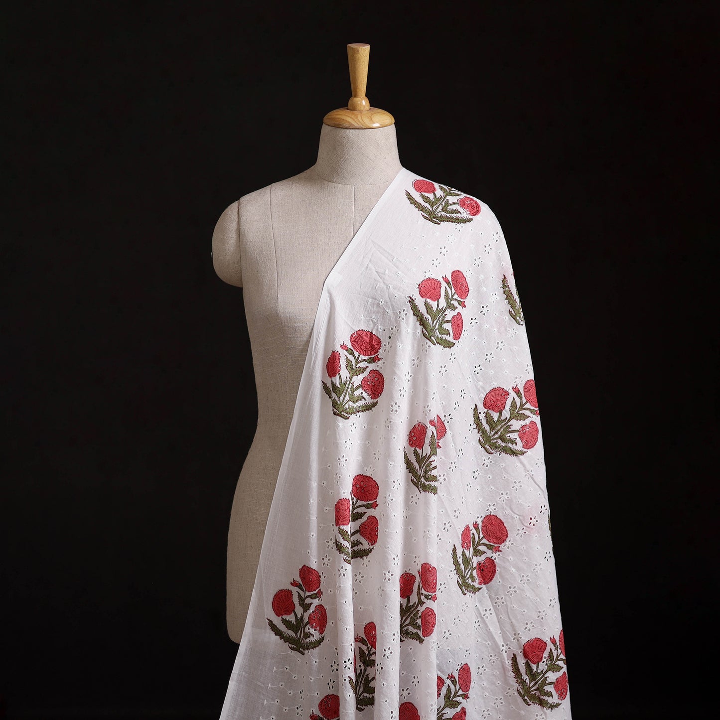 Sanganeri Hand Block Print Pure Cotton Floral Hakoba Fabric 09