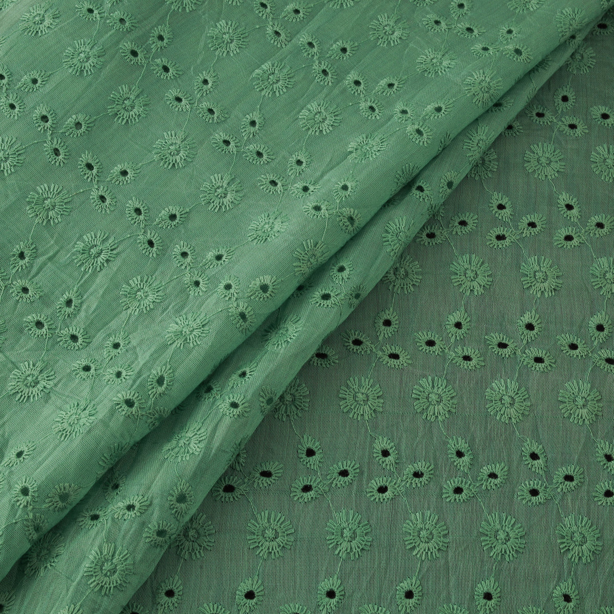 Green - Floral Embroidered Cotton Hakoba Fabric 22