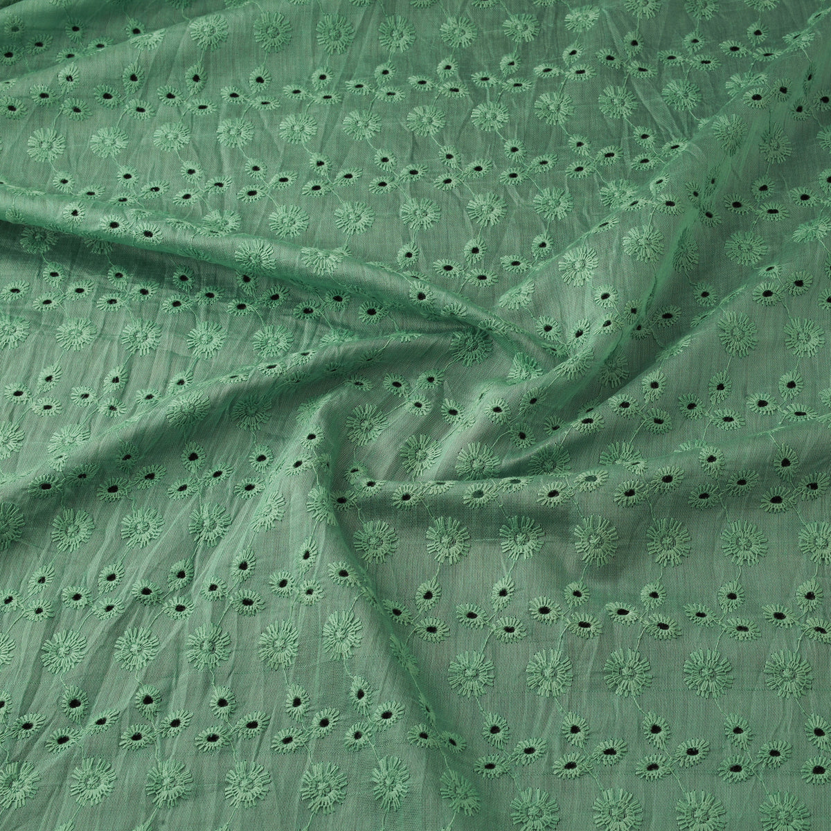 Green - Floral Embroidered Cotton Hakoba Fabric 22