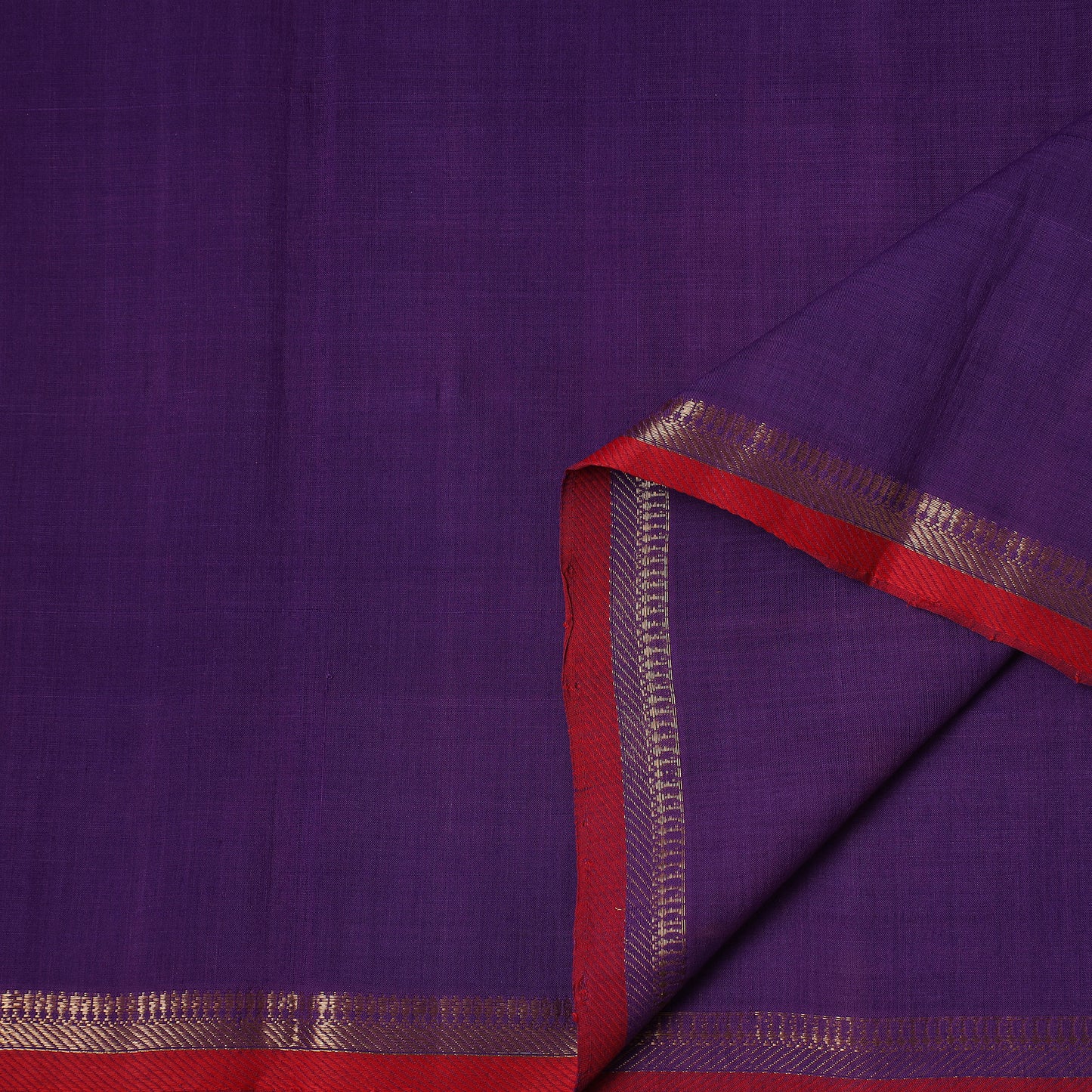 Purple - Handloom Mangalagiri Cotton Fabric with Zari Border 05