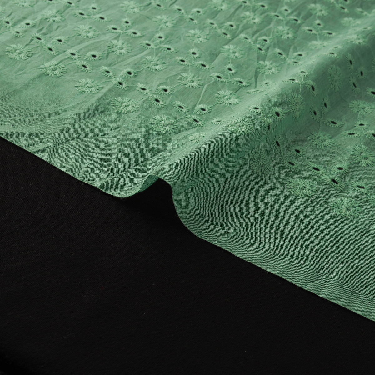 Green - Floral Embroidered Cotton Hakoba Fabric 22