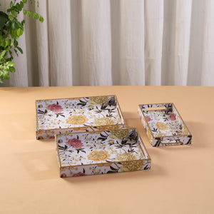 Handcrafted Enamel Coated Rectangle Wooden Serving Trays (Set of 3) 17