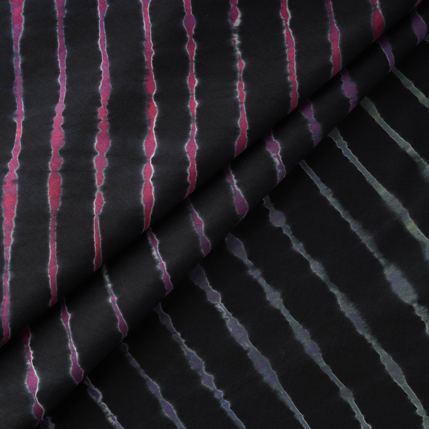 Black - Leheriya Tie-Dye Cotton Fabric 08