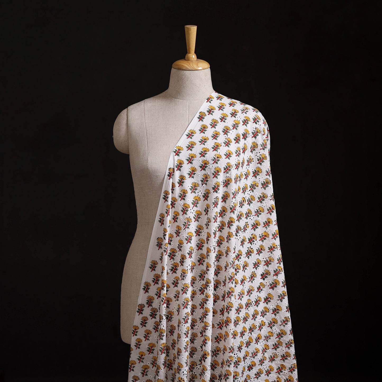 Sanganeri Hand Block Print Pure Cotton Floral Hakoba Fabric 06