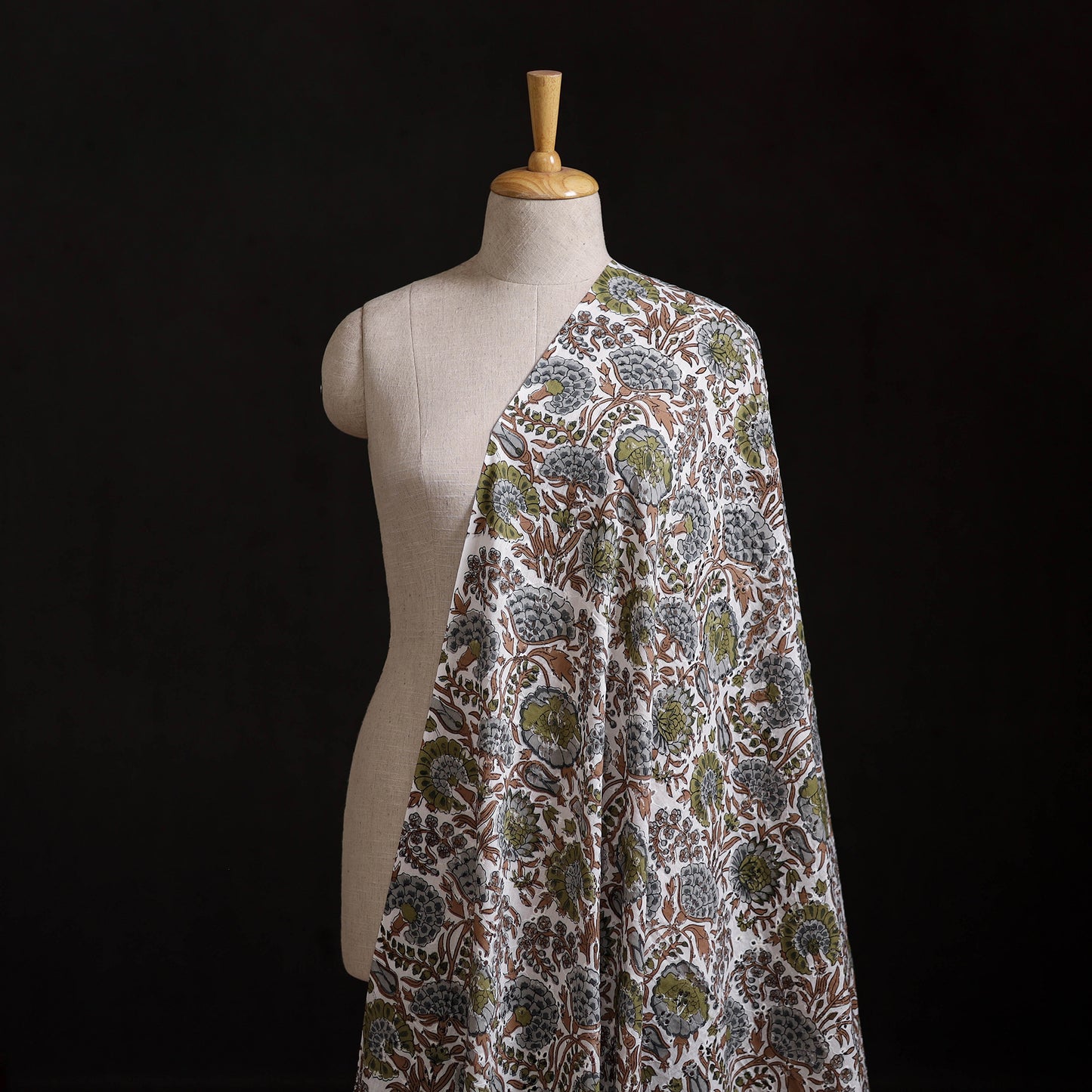 Sanganeri Hand Block Print Pure Cotton Floral Hakoba Fabric 05