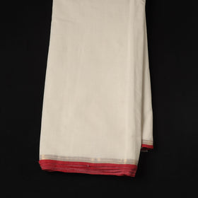 White - Handloom Mangalagiri Cotton Fabric with Zari Border 01