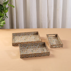 Handcrafted Enamel Coated Rectangle Wooden Serving Trays (Set of 3) 18