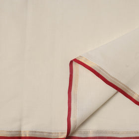 White - Handloom Mangalagiri Cotton Fabric with Zari Border 01