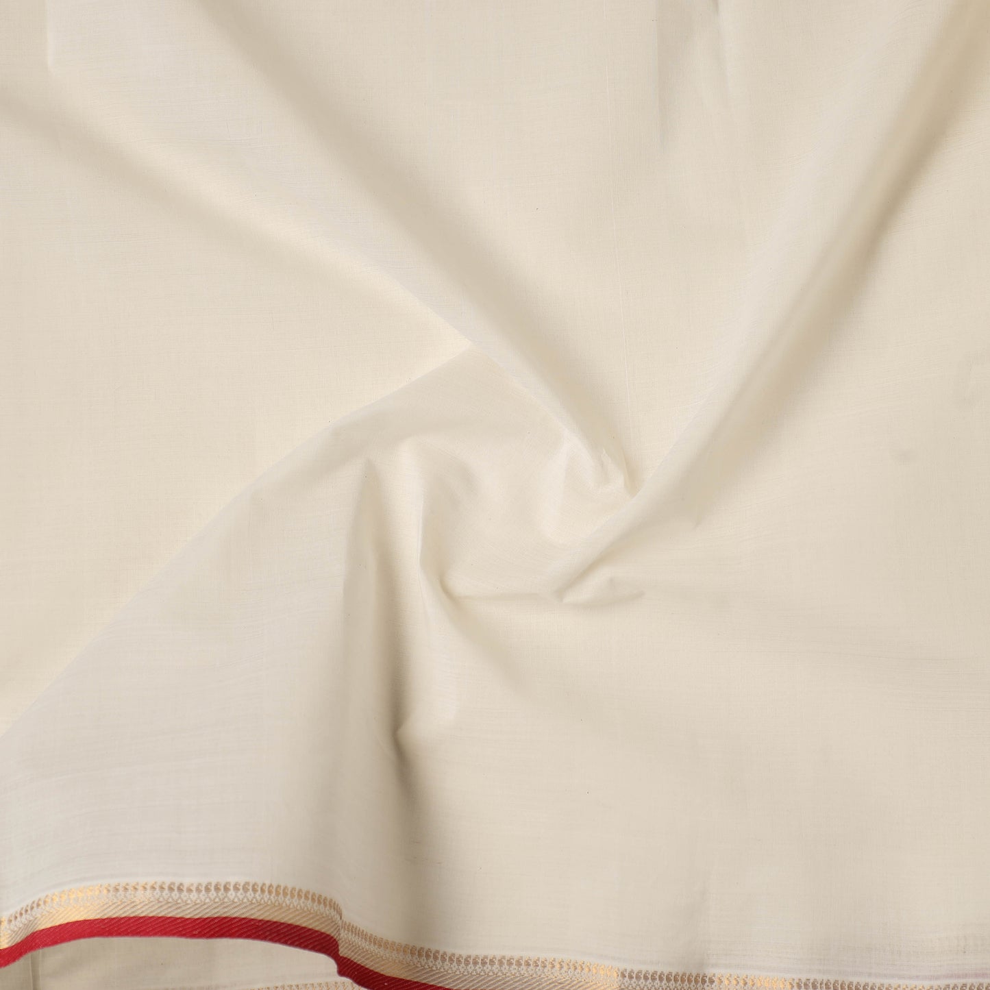 White - Handloom Mangalagiri Cotton Fabric with Zari Border 01