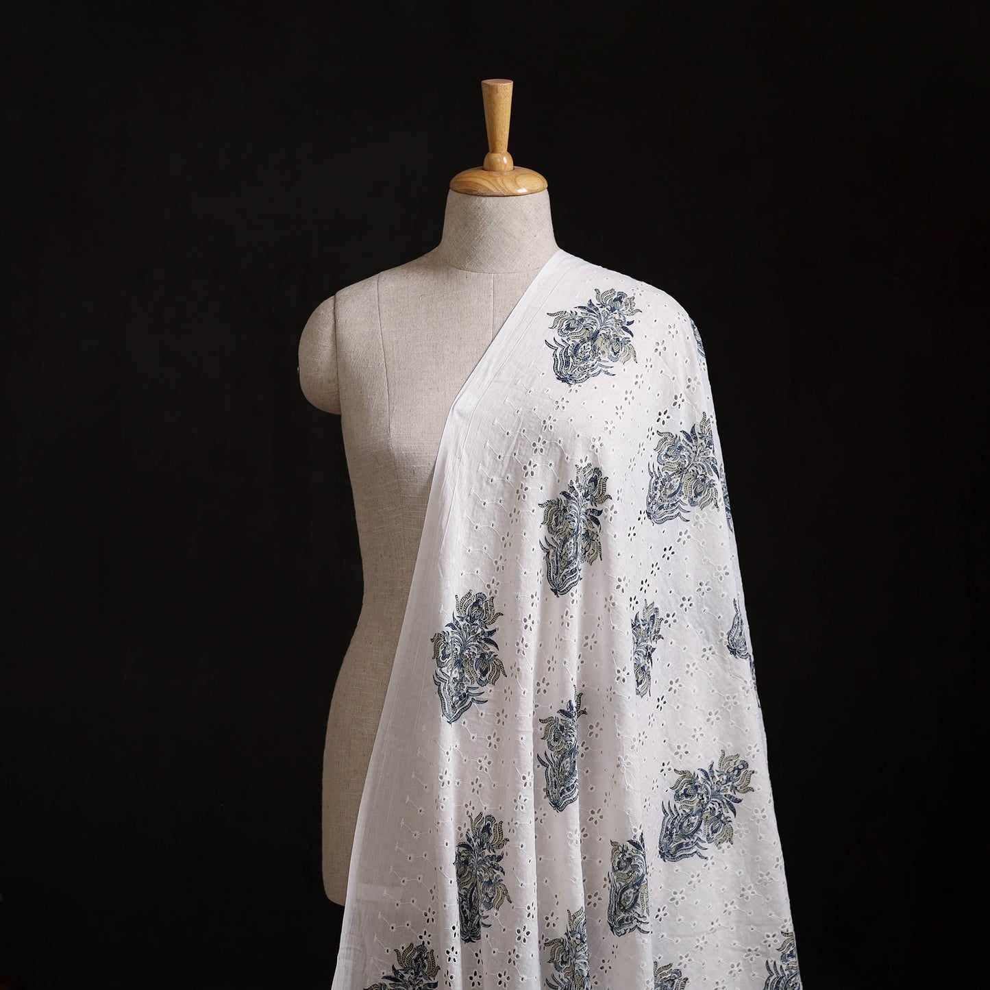 Sanganeri Hand Block Print Pure Cotton Floral Hakoba Fabric 01