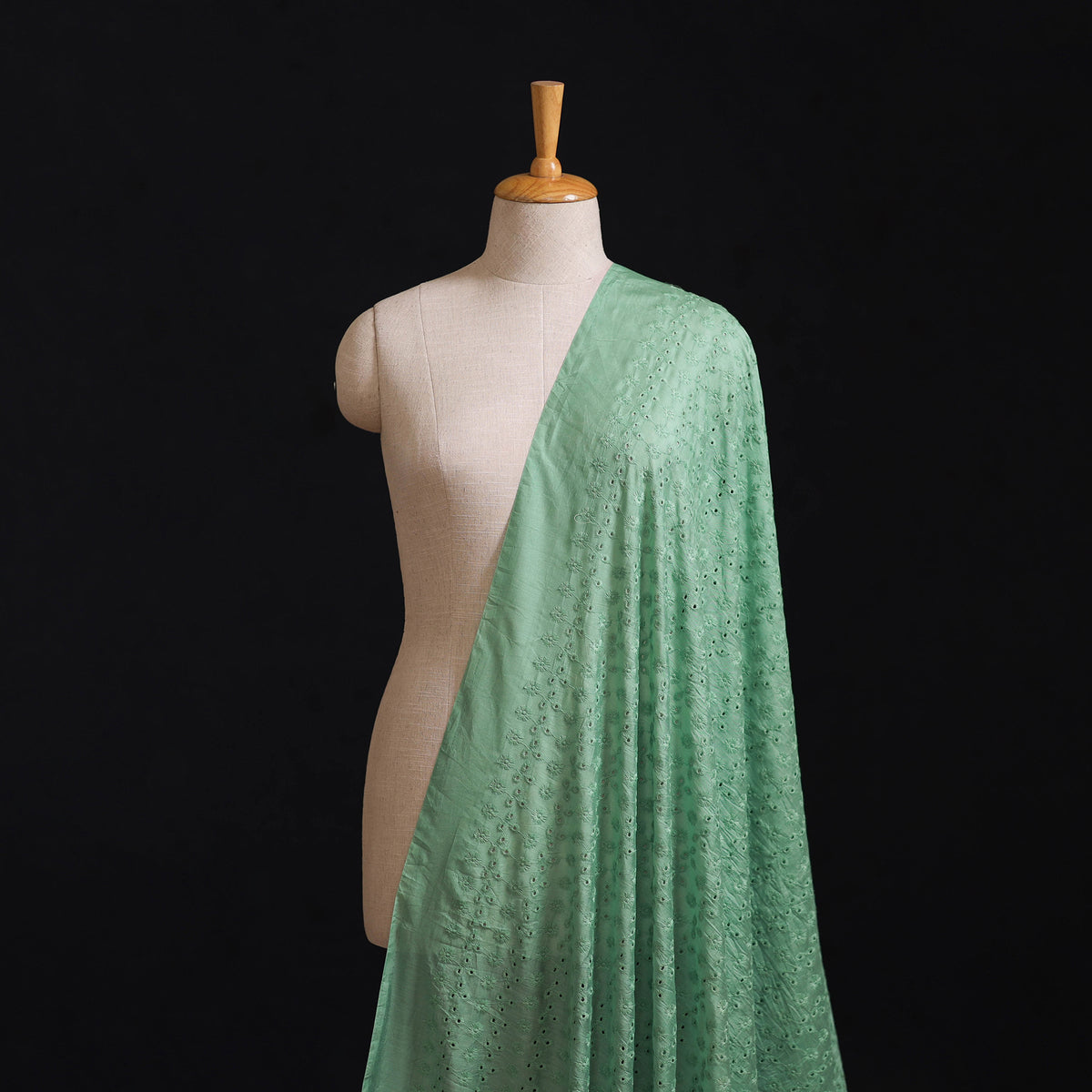 Green - Floral Embroidered Cotton Hakoba Fabric 22