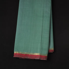 Green - Handloom Mangalagiri Cotton Fabric with Zari Border 02