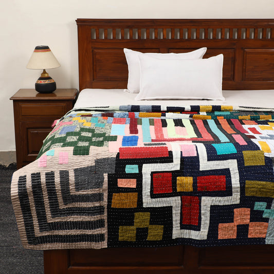 Tagai Patchwork Quilt / Gudri / Blanket (90 X 63 in) 03