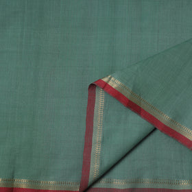 Green - Handloom Mangalagiri Cotton Fabric with Zari Border 02