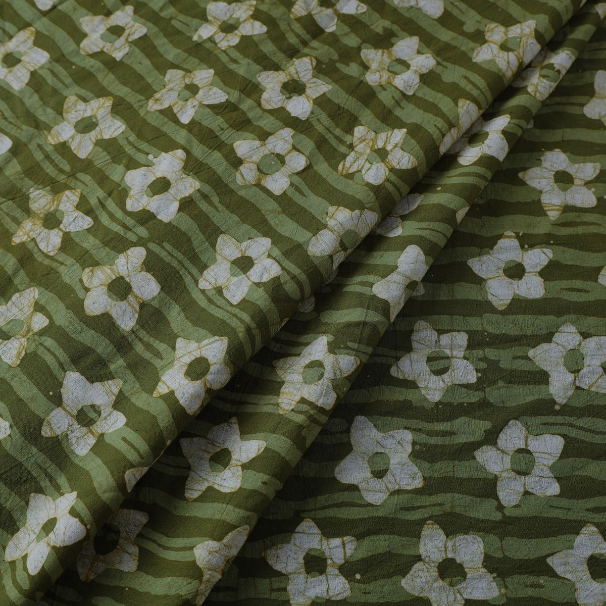 Green - Pure Cotton Batik Print Fabric 06