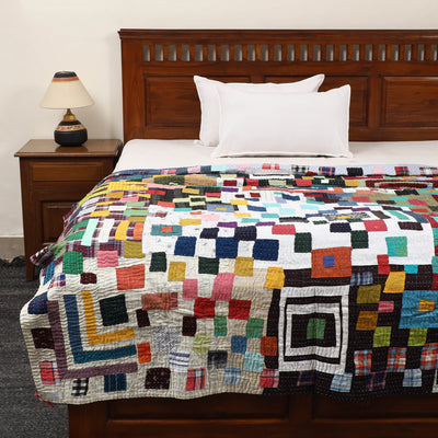 Multicolor - Tagai Patchwork Quilt / Blanket (90 X 63 in) 02