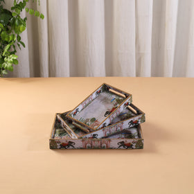 Handcrafted Enamel Coated Rectangle Wooden Serving Trays (Set of 3) 20
