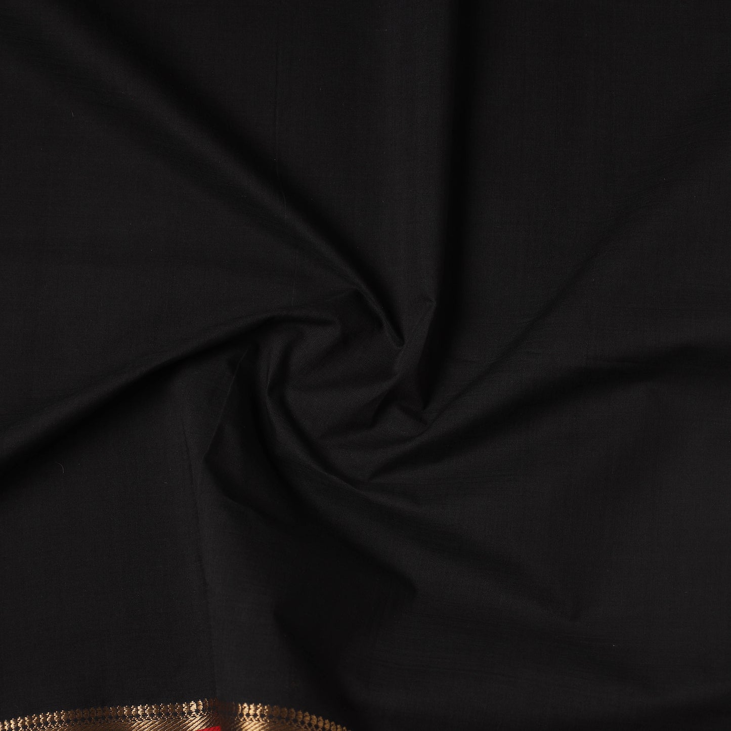 Black - Handloom Mangalagiri Cotton Fabric with Zari Border 03