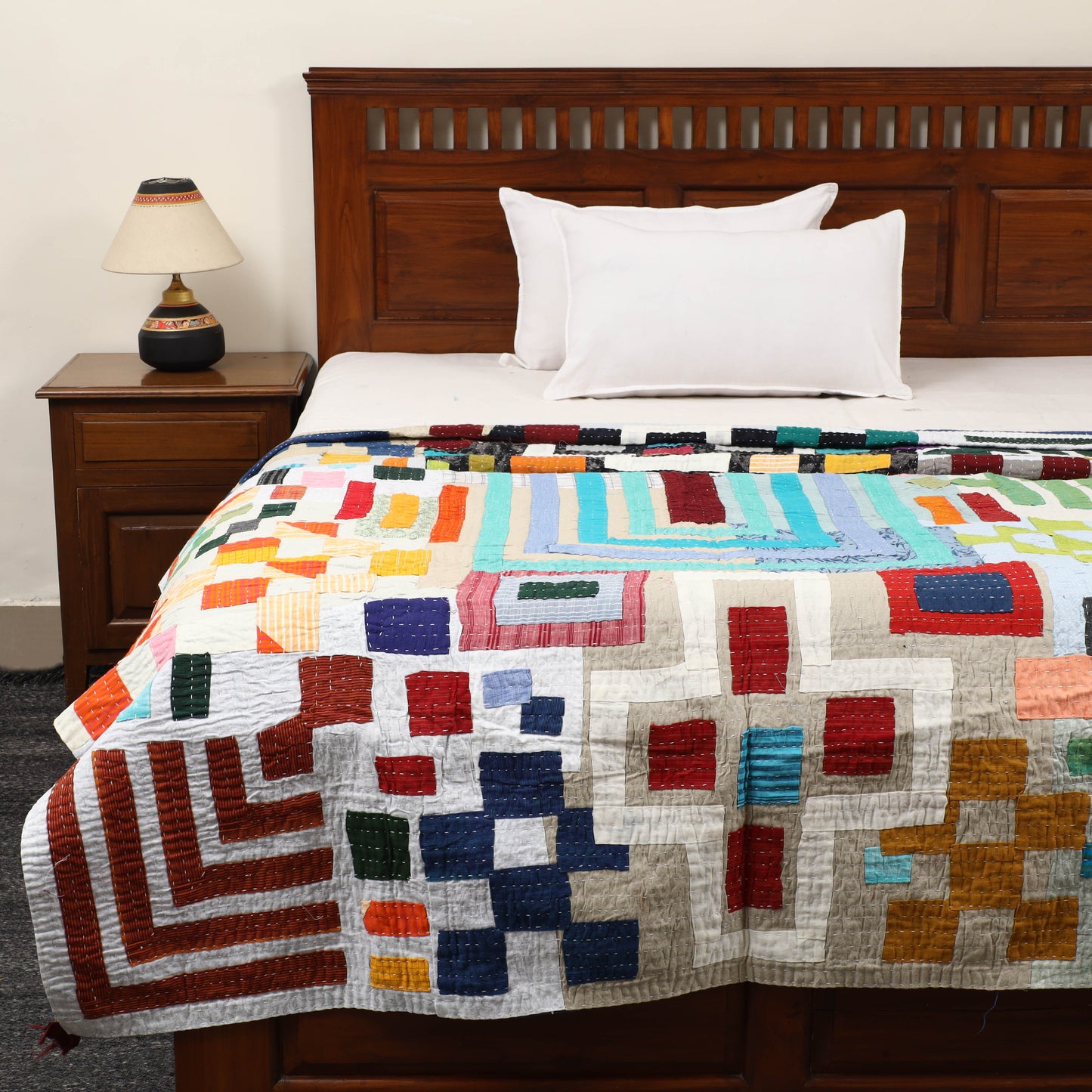 Tagai Patchwork Quilt / Gudri / Blanket (90 X 63 in) 04