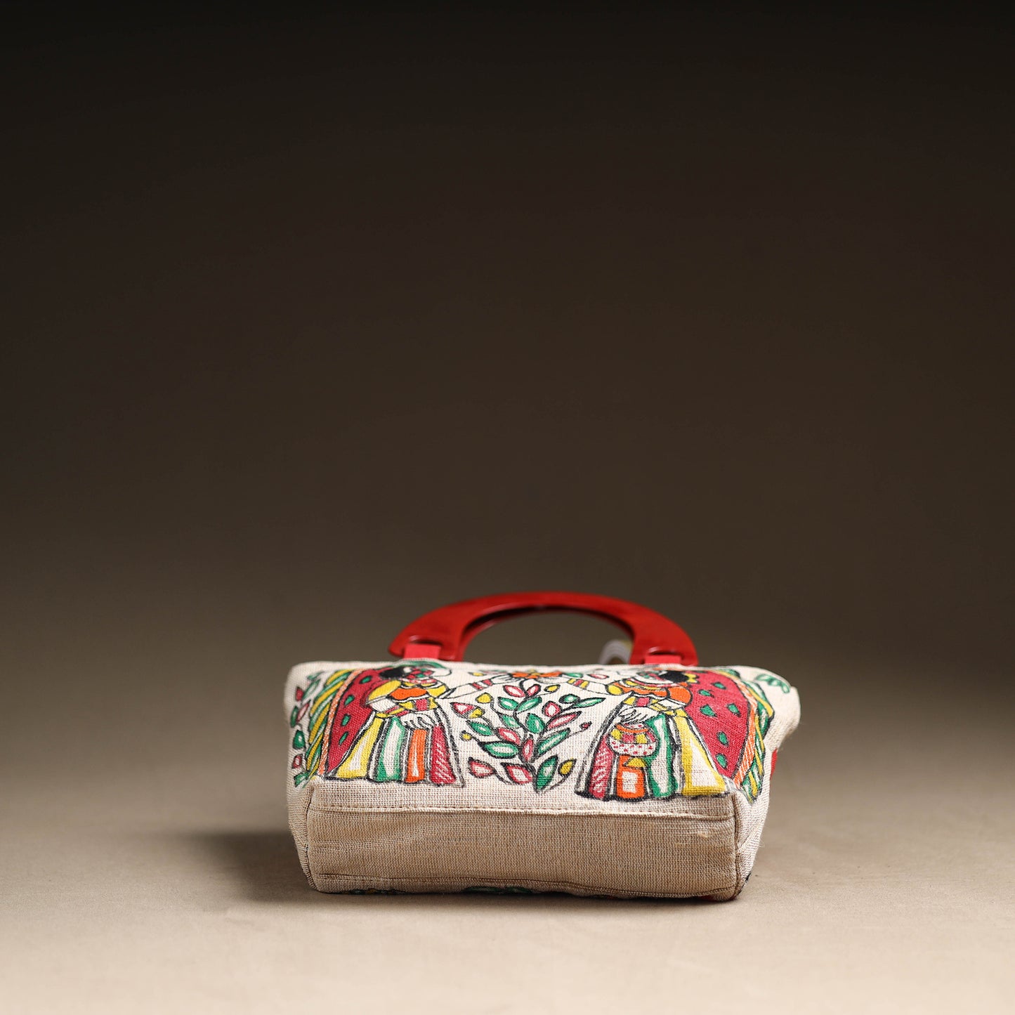 Madhubani Handpainted Jute Cotton Hand Bag 13