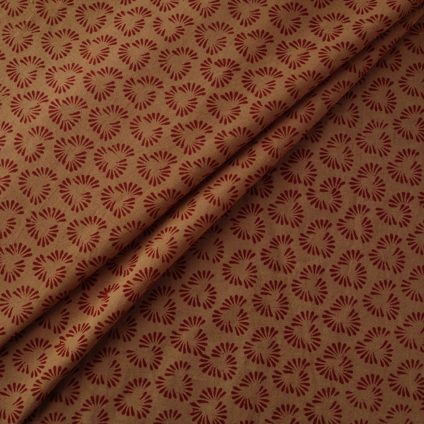 Brown - Bagh Hand Block Print Natural Dyed Cotton Fabric 01