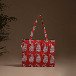 Red - Handcrafted Quilted Handbag 11