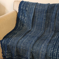 Handloom Jaipur Block Print Indigo Cotton Sofa Throw 01