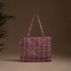 Red - Handcrafted Quilted Handbag 12