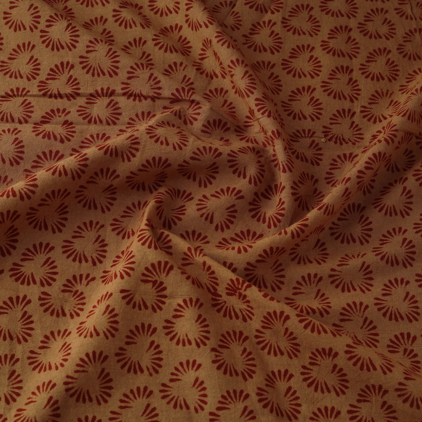 Brown - Bagh Hand Block Print Natural Dyed Cotton Fabric 01