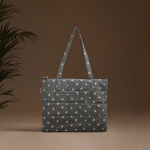 Grey - Handcrafted Quilted Handbag 17