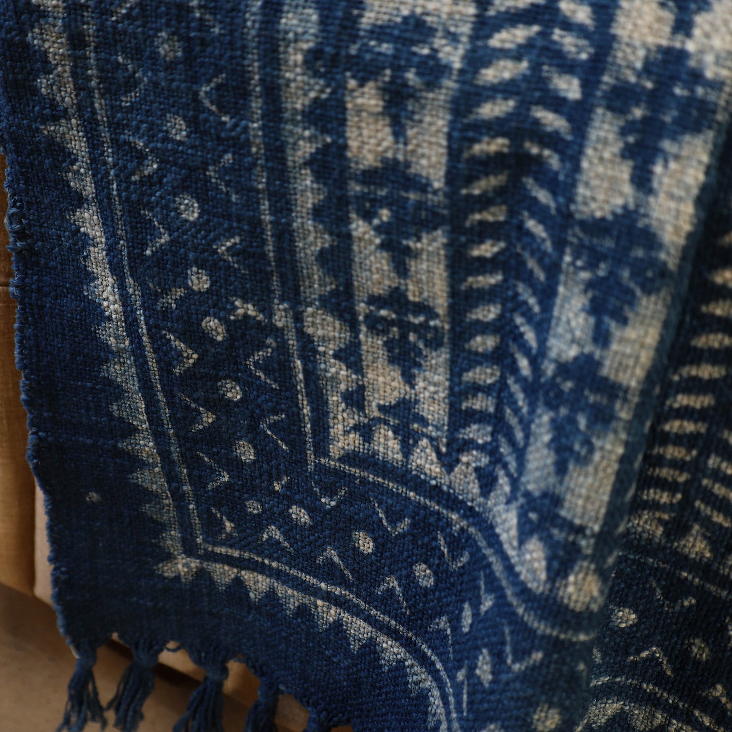 Handloom Jaipur Block Print Indigo Cotton Sofa Throw 03