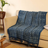 Handloom Jaipur Block Print Indigo Cotton Sofa Throw 04