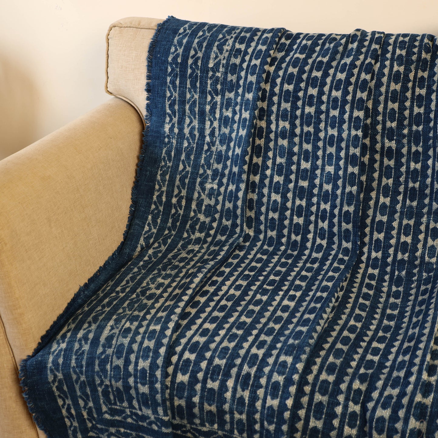 Handloom Jaipur Block Print Indigo Cotton Sofa Throw 04