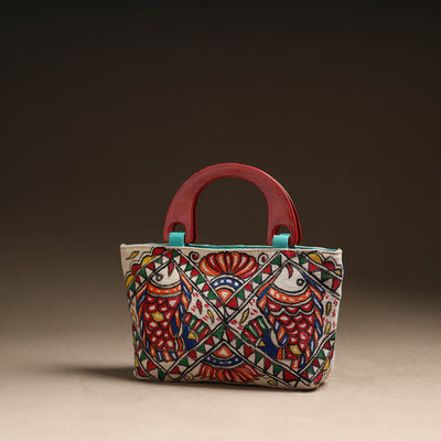  Madhubani Handpainted Jute Cotton Hand Bag 23