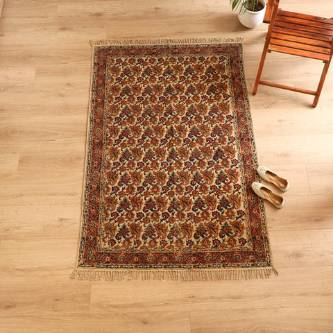 Warangal Handwoven Kalamkari Block Print Cotton Durrie / Carpet / Rug (4 x 6 Feet) 25