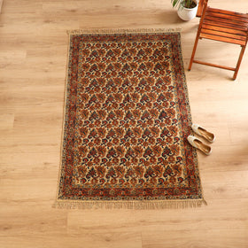 Warangal Handwoven Kalamkari Block Print Cotton Durrie / Carpet / Rug (4 x 6 Feet) 25