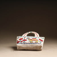  Madhubani Handpainted Jute Cotton Hand Bag 33