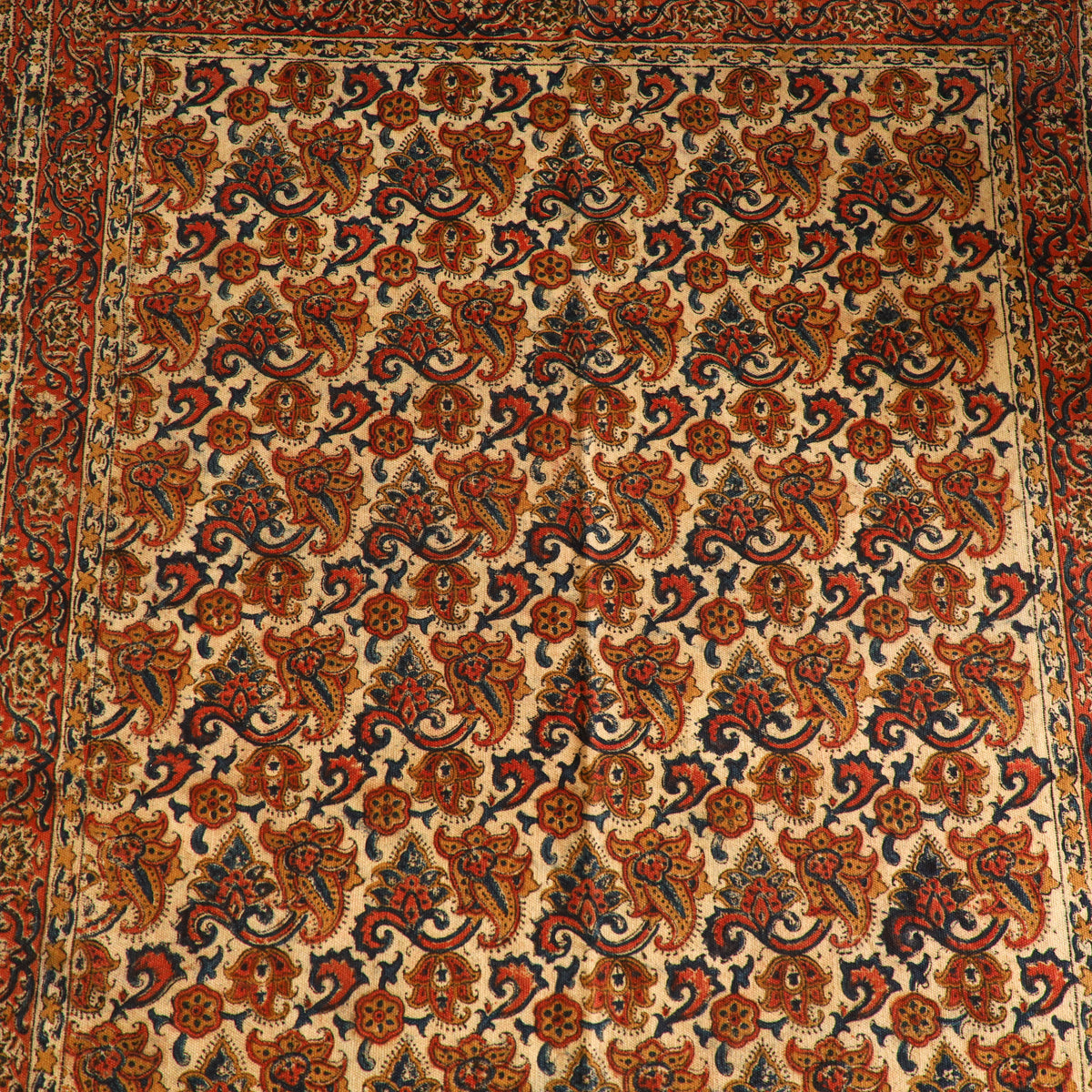 Warangal Handwoven Kalamkari Block Print Cotton Durrie / Carpet / Rug (4 x 6 Feet) 25
