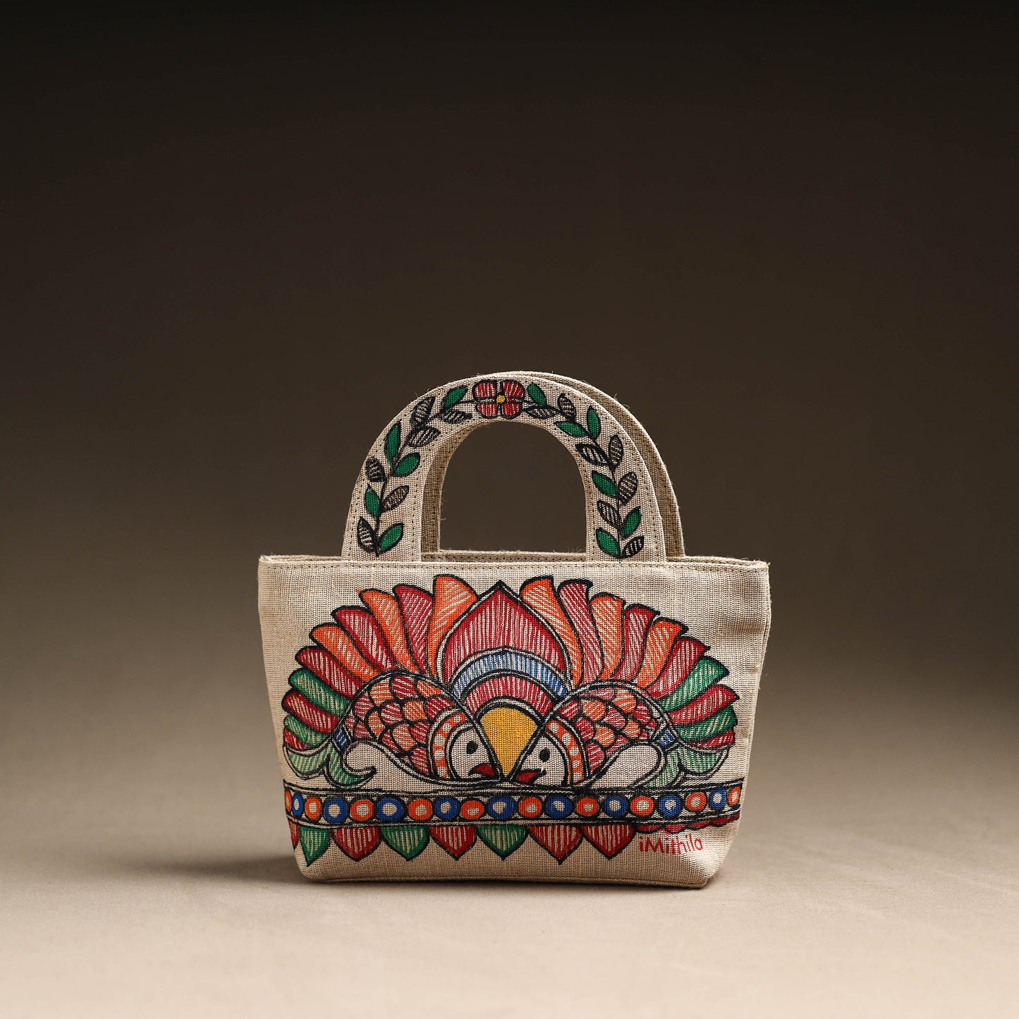 Multicolor - Madhubani Handpainted Jute Cotton Hand Bag 34
