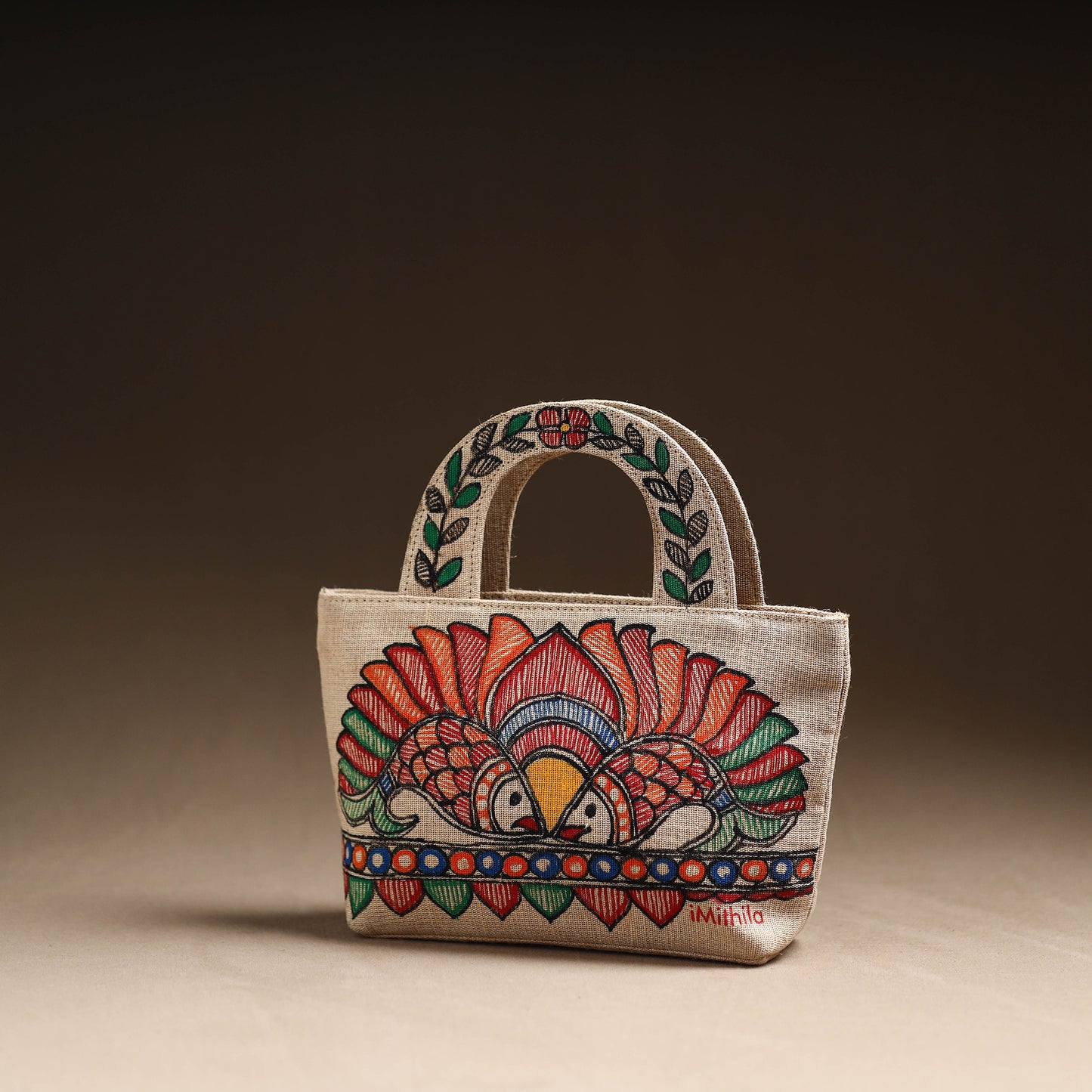 Multicolor - Madhubani Handpainted Jute Cotton Hand Bag 34
