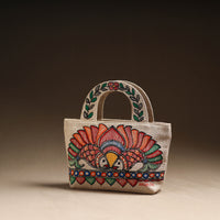 Multicolor - Madhubani Handpainted Jute Cotton Hand Bag 34
